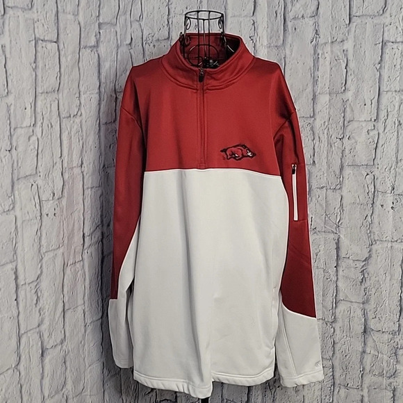 COLOSSEUM Men's Arkansas Razorbacks Cardinal‎ and White 1/4 Zip Jacket XL - Picture 1 of 13